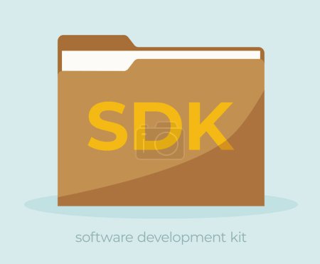 SDK Software Development Kit Konzept ist eine Sammlung von Tools, Bibliotheken und Dokumentation, die Entwickler verwenden, um Softwareanwendungen für eine bestimmte Plattform, ein Framework oder ein Betriebssystem zu erstellen - Vektorabbildung