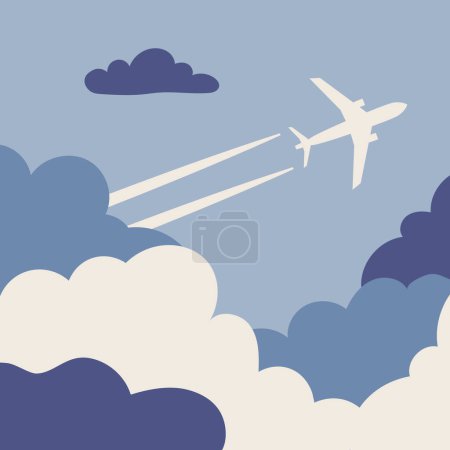 Flugzeug fliegt in der Himmelsvektorabbildung