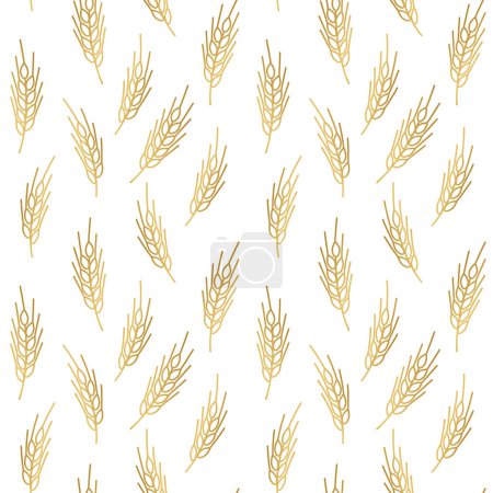nahtloses goldenes Muster mit Weizenähren; ideal für Einladung zur Erstkommunion und andere Accessoires - Vektor-Illustration