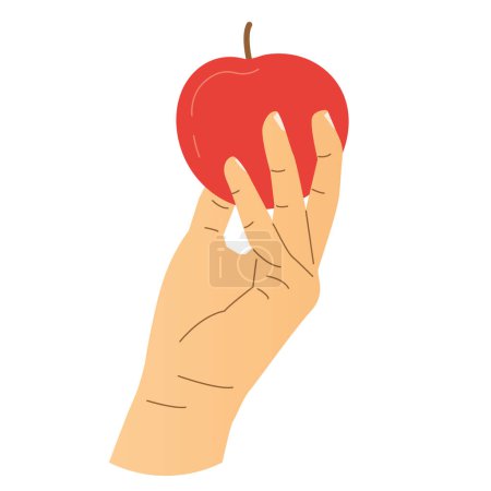 hand holding red apple symbolizing health and vitality, ideal for use in health and nutrition campaigns, educational materials - vector illustration