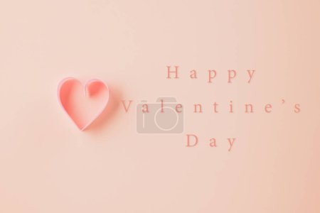 Photo for Happy Valentines Day. Flat lay pink ribbon heart shaped on pastel pink background, Festive background with copy space, Valentines day concept - Royalty Free Image