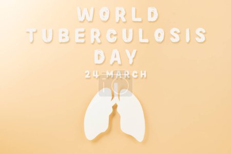 Foto de Lungs paper cutting symbol on pastel background, copy space, concept of world TB day, banner background design, respiratory diseases, lung cancer awareness, Healthcare, World tuberculosis day - Imagen libre de derechos