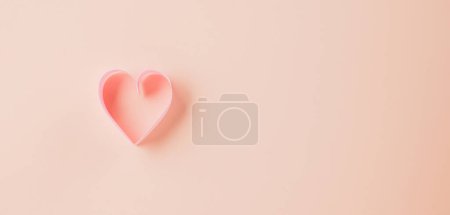 Téléchargez les photos : Happy Valentines Day. Flat lay pink ribbon heart shaped on pastel pink background, Festive background with copy space, Mothers day, Womans day - en image libre de droit