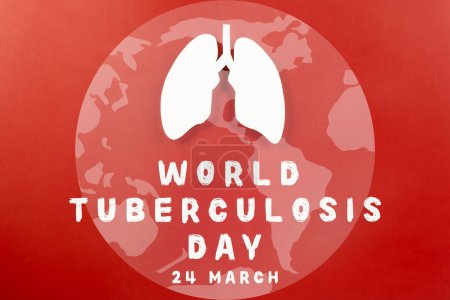 Photo for World tuberculosis day. Lungs paper cutting symbol on red background, copy space, concept of world TB day, banner background, respiratory diseases, lung cancer awareness, Paper Art, 24 March - Royalty Free Image