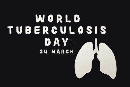 Foto de World tuberculosis day. Lungs paper cutting decorative symbol on black background, copy space, concept of world TB day, no tobacco, banner background, respiratory, lung cancer awareness, 24 March - Imagen libre de derechos