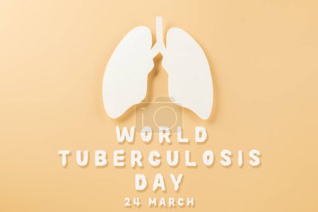 Téléchargez les photos : World tuberculosis day. Top view Lungs paper decorative symbol on pastel background, copy space, concept of world TB day, no tobacco, Medical and healthcare, lung cancer awareness, 24 March - en image libre de droit