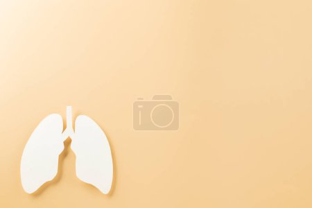 Foto de World tuberculosis day. Lungs paper cutting decorative symbol on pastel background, copy space, concept of world TB day, no tobacco, banner background, respiratory, lung cancer awareness, 24 March - Imagen libre de derechos
