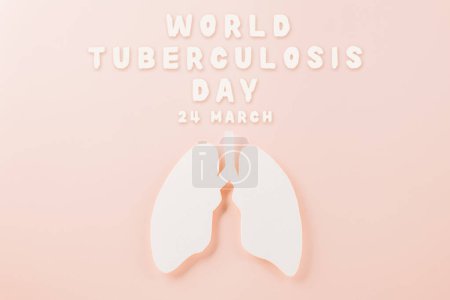 Téléchargez les photos : Journée mondiale de la tuberculose. Vue du dessus Papier poumon symbole décoratif sur fond rose, espace de copie, concept de journée mondiale de la tuberculose, sans tabac, Médical et soins de santé - en image libre de droit