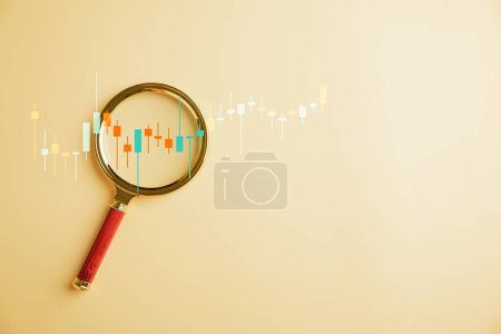 Photo for Power of analysis in hands oftrader, as they usemagnifier glass to study technical graph of stock market chart, strategizing for optimal investment opportunities. Technical price graph and indicator - Royalty Free Image