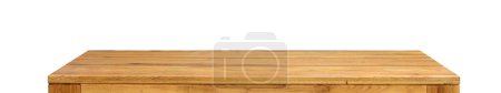 Téléchargez les photos : Wooden table top surface isolated over white background. Solid wood furniture close view 3D illustration - en image libre de droit