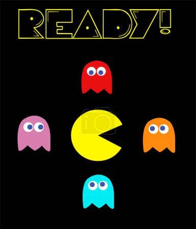 Téléchargez les photos : Pac-Man avec ses ennemis vintage thème du jeu - en image libre de droit