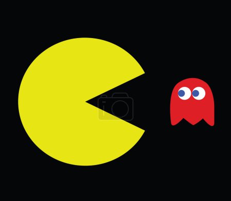 Foto de Ilustración Pac-Man. Retro juego de ordenador vector ilustración con Pac-Man y su enemigo - Imagen libre de derechos