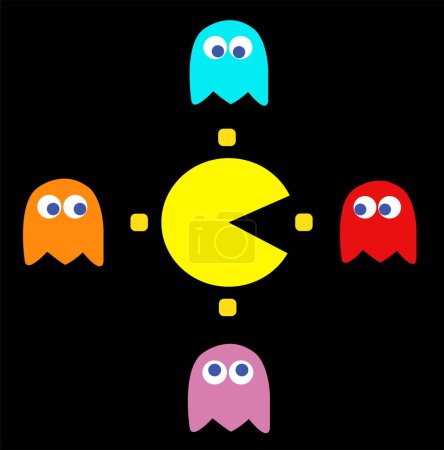 Téléchargez les photos : Pac-Man game theme background, arcade videogame - en image libre de droit