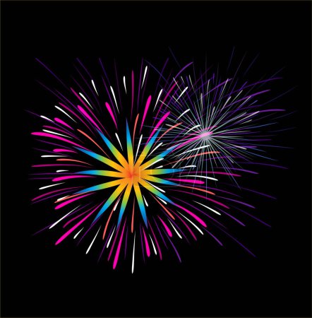 Téléchargez les photos : Happy New Year Fireworks vector illustration. Celebration background - en image libre de droit