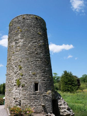 Photo for Old celtic castle tower over blue sky background, Blarney castle in Ireland, celtic fortress - Royalty Free Image