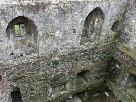 Blarney castle in Ireland, old ancient celtic fortress walls background