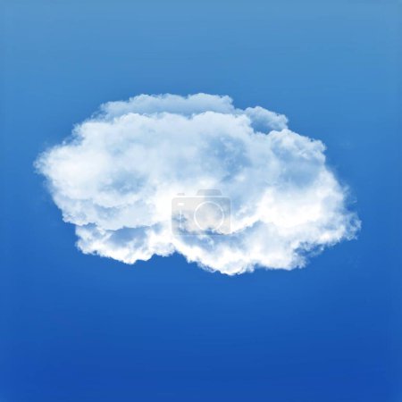 Téléchargez les photos : Nuage isolé sur fond bleu Illustration 3D, rendu réaliste de la forme du nuage - en image libre de droit