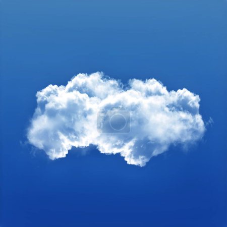 Téléchargez les photos : Nuage blanc isolé sur fond de ciel bleu Illustration 3D, rendu réaliste de la forme du nuage - en image libre de droit
