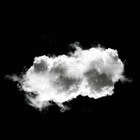 Téléchargez les photos : Nuage isolé sur fond noir, illustration 3D, rendu réaliste de la forme du nuage - en image libre de droit