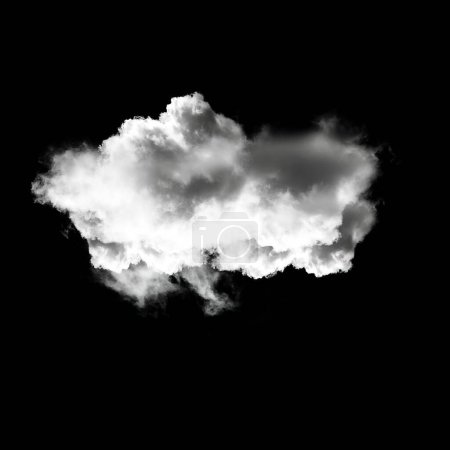 Téléchargez les photos : Nuage isolé sur fond noir, illustration 3D, rendu réaliste de la forme du nuage - en image libre de droit