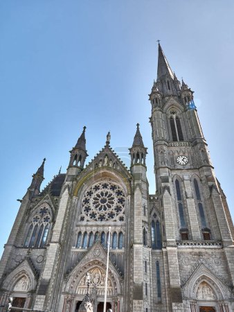 Old catholic cathedral building in Ireland. Christian church, ancient gothic architecture