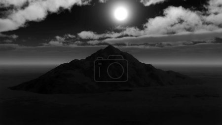 Montagne dans les lumières du soleil surréaliste, image conceptuelle comme l'enfer. rendu illustration 3D