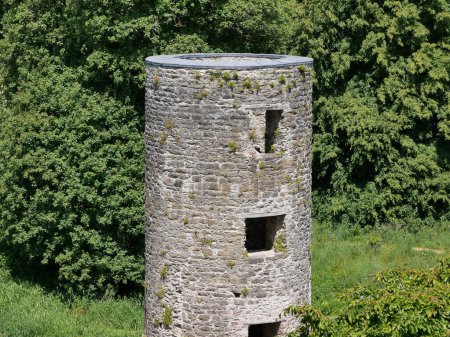 Antigua torre del castillo celta entre los árboles, castillo de Blarney en Irlanda, antigua fortaleza celta