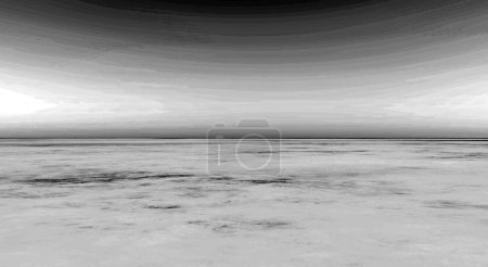 3D illustration of the desert landscape, land surface. Empty landscape under blue sky natural background