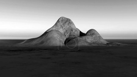 Montagnes dans la terre déserte, illustration 3D rendant arrière-plan
