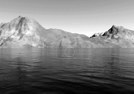 Montañas y fondo marino Ilustración 3D