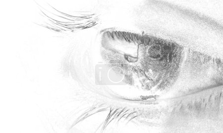 Photo for Eye close view. Human eye glance photo background. Emotional face look, interested, curious expression. Eye surgery conceptual background - Royalty Free Image