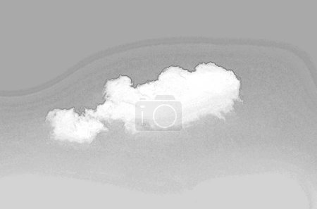 Single cloud isolated over blue sky background. White cloud photo, cute fluffy puffy cloud and gradient summer sky