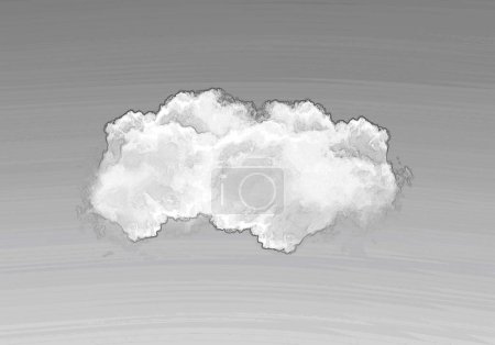 Téléchargez les photos : Forme d'un seul nuage blanc isolé au-dessus d'un ciel bleu profond, illustration réaliste. Forme de nuage blanc - en image libre de droit