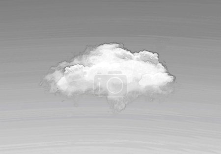 Einzelne weiße Wolkenform isoliert über tiefblauem Himmel, realistische Wolkenillustration. Weiße Wolkenform 