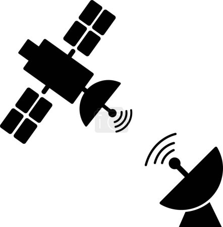 Illustration for Satellite GPS navigation pictogram, vehicle navigation technology. Broadcasting vector illustration - Royalty Free Image