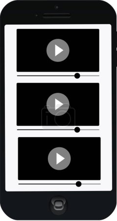 Ilustración de Multimedia video player shape on a smartphone display vector illustration. Video streaming icon - Imagen libre de derechos