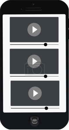 Ilustración de Multimedia video player shape on a smartphone display vector illustration. Video streaming icon - Imagen libre de derechos
