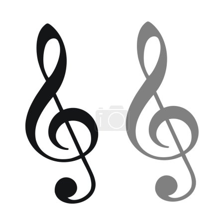 Téléchargez les illustrations : Treble clef icon isolated over white background. Musical vector icons for websites, musical apps and decoration purposes - en licence libre de droit