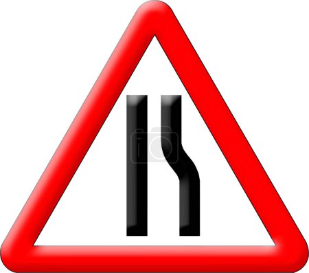 Illustration for Road narrows traffic sign vector illustration - Royalty Free Image