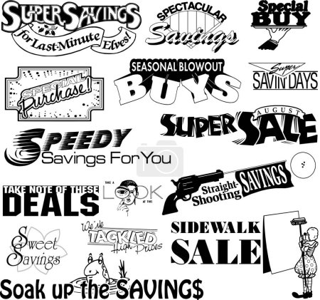 Conjunto de iconos de etiquetas de ventas, colección de pictogramas de vector de comercialización