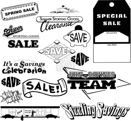 Sales labels icons set, marketing vector pictograms collection