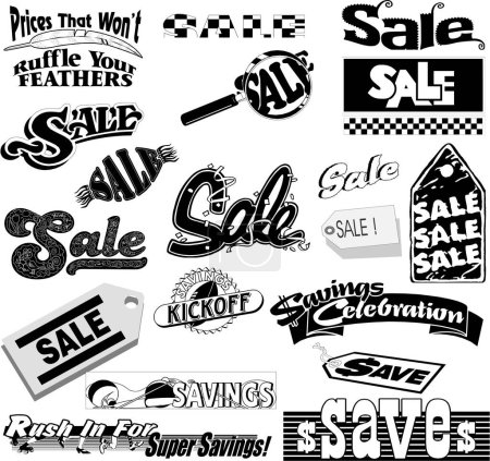 Sales labels icons set, marketing vector pictograms collection