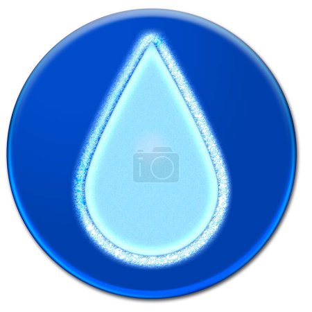 Illustration d'icône de goutte congelée sur un bouton bleu vitreux isolé sur fond blanc