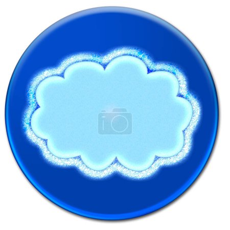 Frozen cloud icon illustration on a blue glassy button isolated over white background