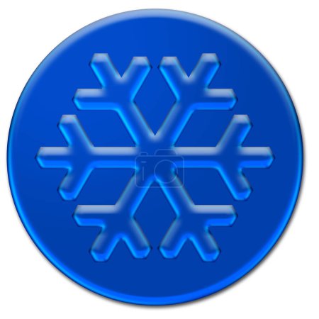 Glassy blue snowflake icon illustration isolated over white background