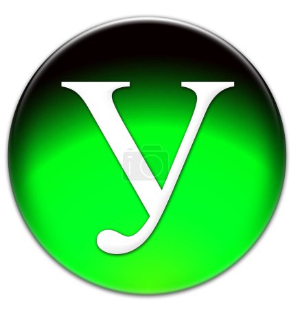 Letra "U" en Russian Times New Roman tipo de letra sobre un botón verde acristalado aislado sobre fondo blanco
