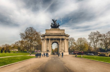 Photo for LONDON - APRIL 11, 2022: View of the Wellington Arch, iconic landmark in central London, England, UK - Royalty Free Image