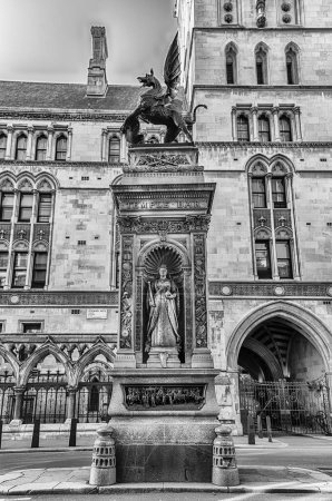 Photo for Temple Bar Memorial on the Strand, London, England, UK. The monument stands in front of the Royal Courts of Justice - Royalty Free Image