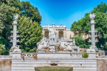 The classical Fontana del Nettuno, monumental fountain located in the Piazza del Popolo in Rome, Italy