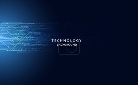 Ilustración de Concepto futurista de tecnología abstracta, circuito de alta tecnología, comunicación digital sobre un fondo azul moderno - Imagen libre de derechos